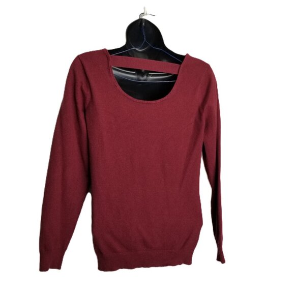 Love Ellie Sweater M Burgundy Crossback Detail Boat Neck Minimalist - Picture 2 of 10